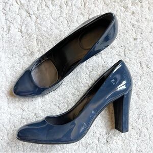 Calvin Klein NAVY High Gloss “Olive” Heels Patent Leather Pumps 10M
